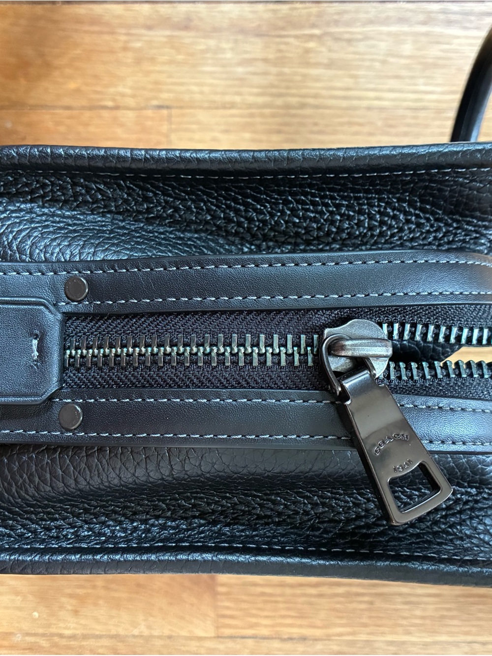 Coach Black Pebbled Leather colorblock rogue 20 - Picture 4 of 14